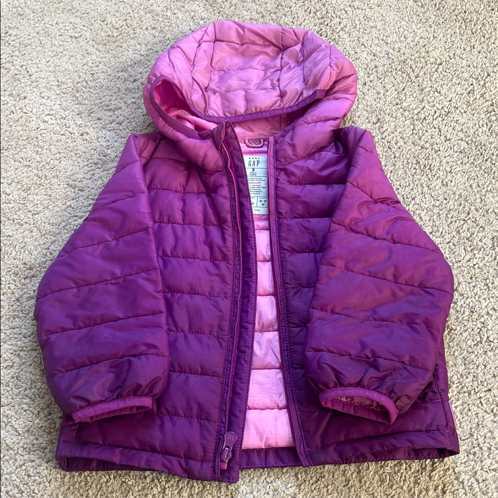 GAP Kids Ombré Purple Lightweight Puffer Coat 3T